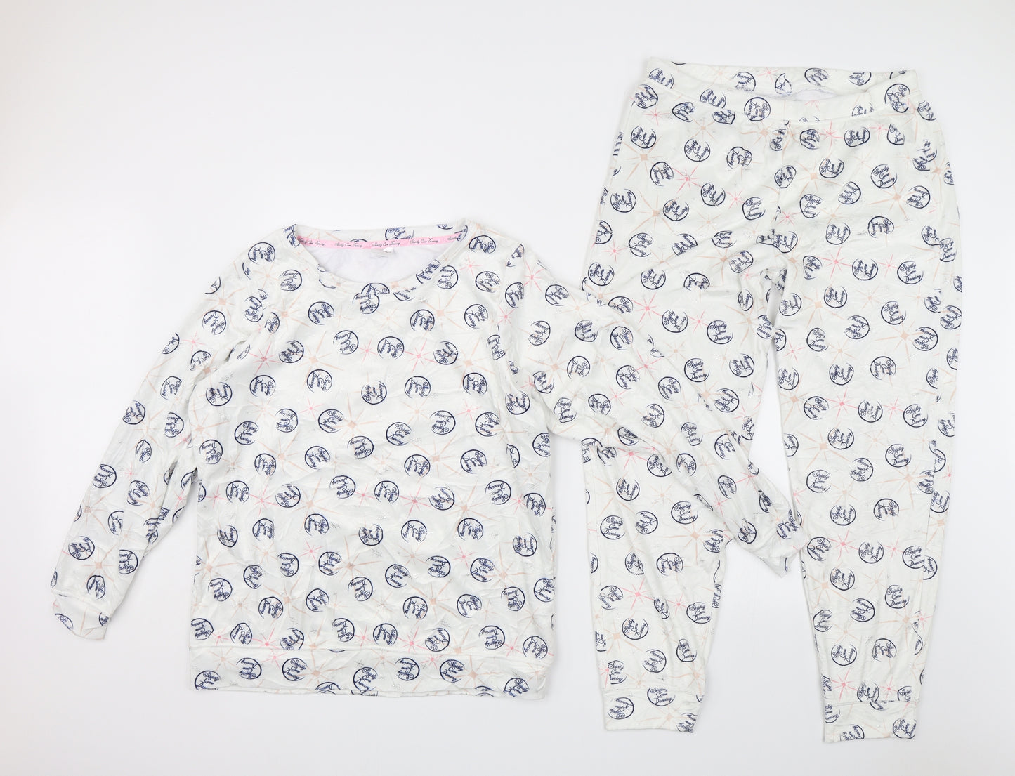 TU Womens White Solid  Top Pyjama Set Size 12  - Strictly come dancing