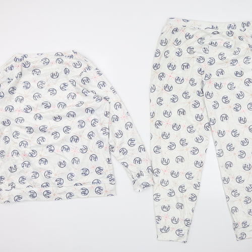 TU Womens White Solid  Top Pyjama Set Size 12  - Strictly come dancing