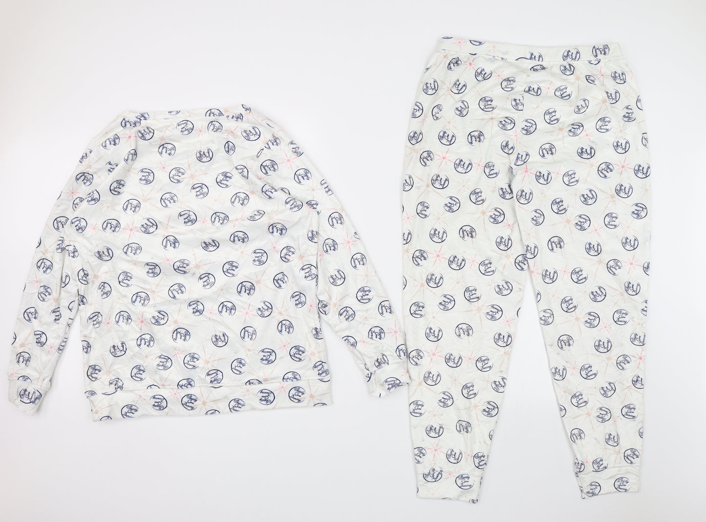 TU Womens White Solid  Top Pyjama Set Size 12  - Strictly come dancing