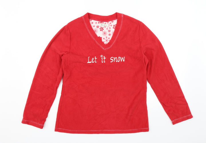 Love to Lounge Womens Red Solid  Top Pyjama Top Size S  - Let it snow