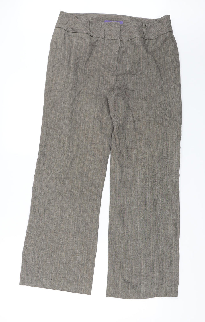 Autonomy Womens Brown Striped Dress Pants Trousers Size 14 L28 in