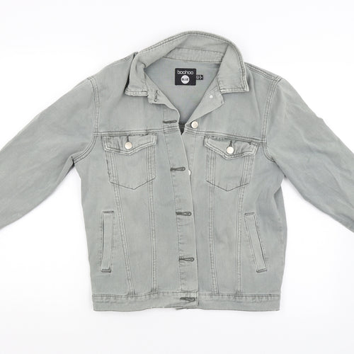 Boohoo Womens Grey   Biker Coat Size 8
