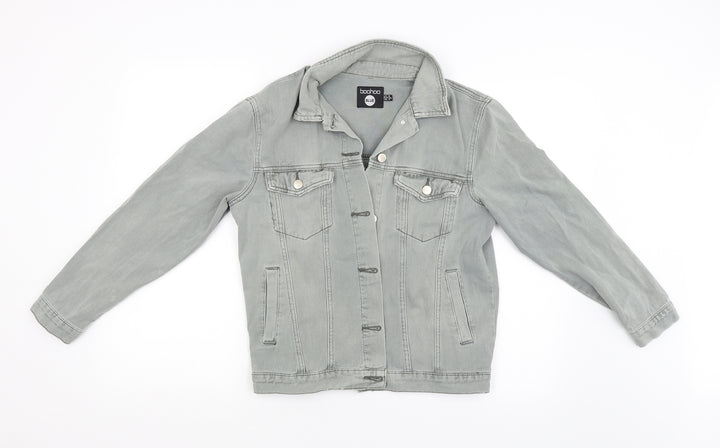 Boohoo Womens Grey Biker Coat Size 8