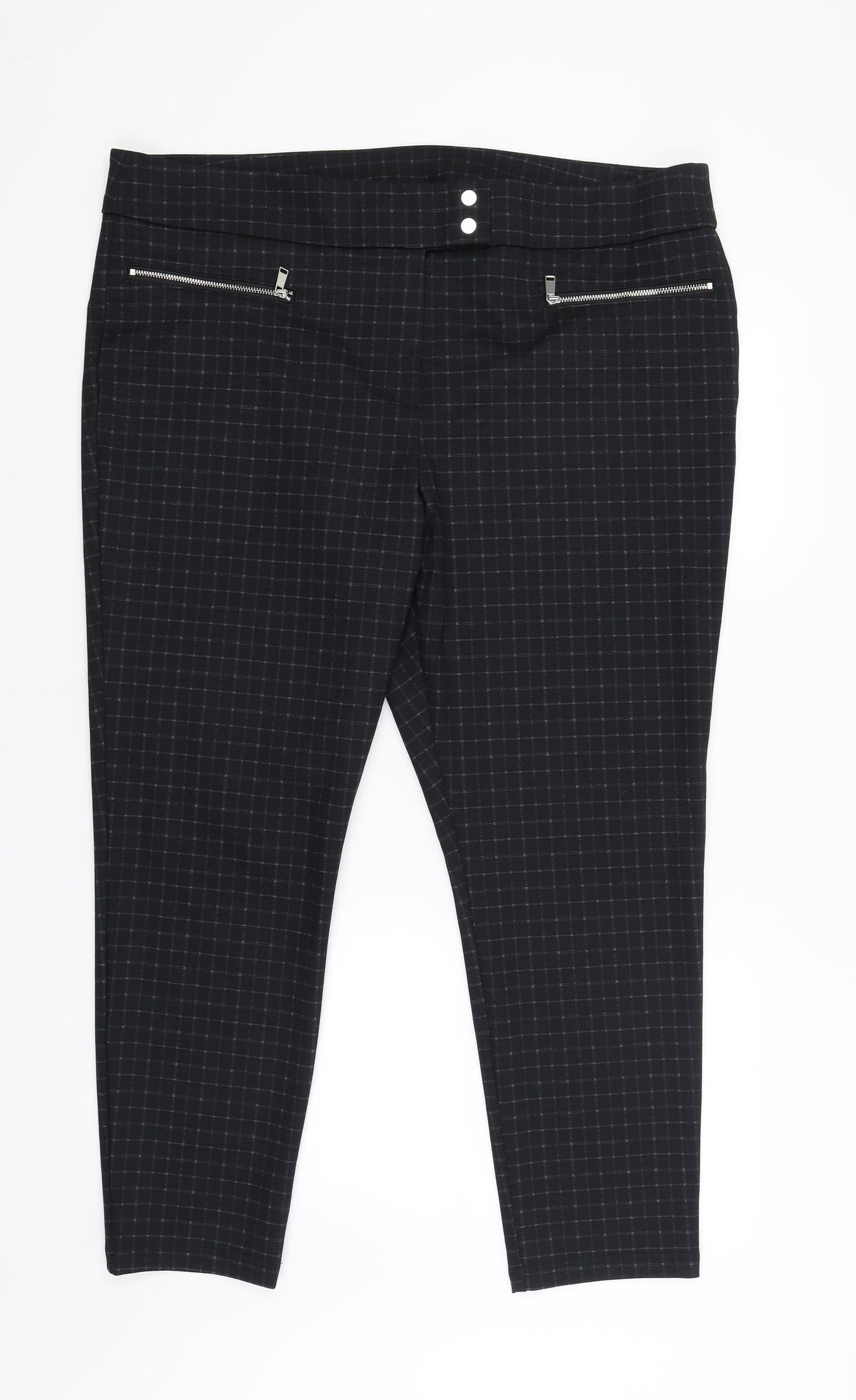 George Womens Black Check  Capri Trousers Size 20 L27 in