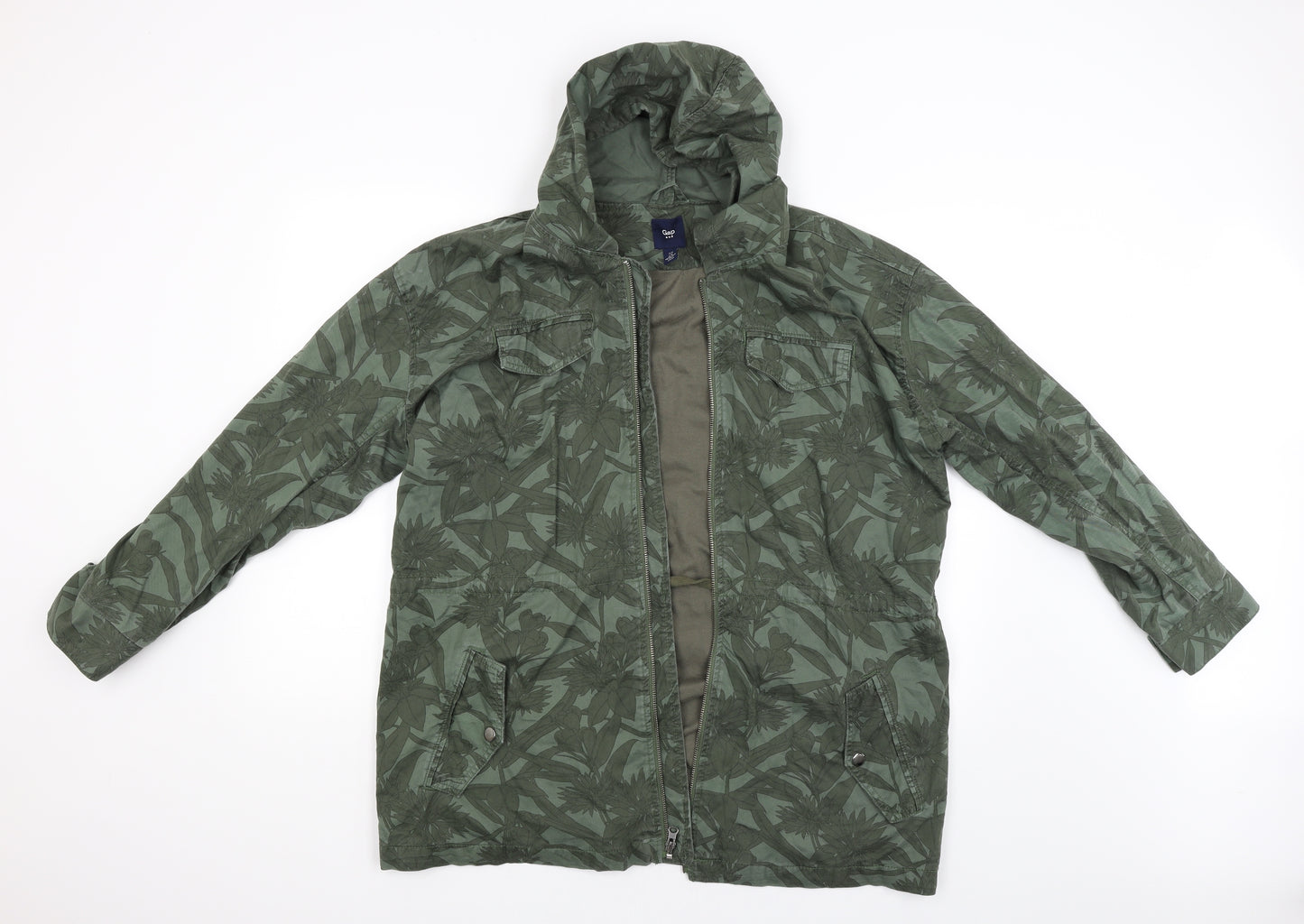 Gap Womens Green Floral  Jacket Coat Size XL