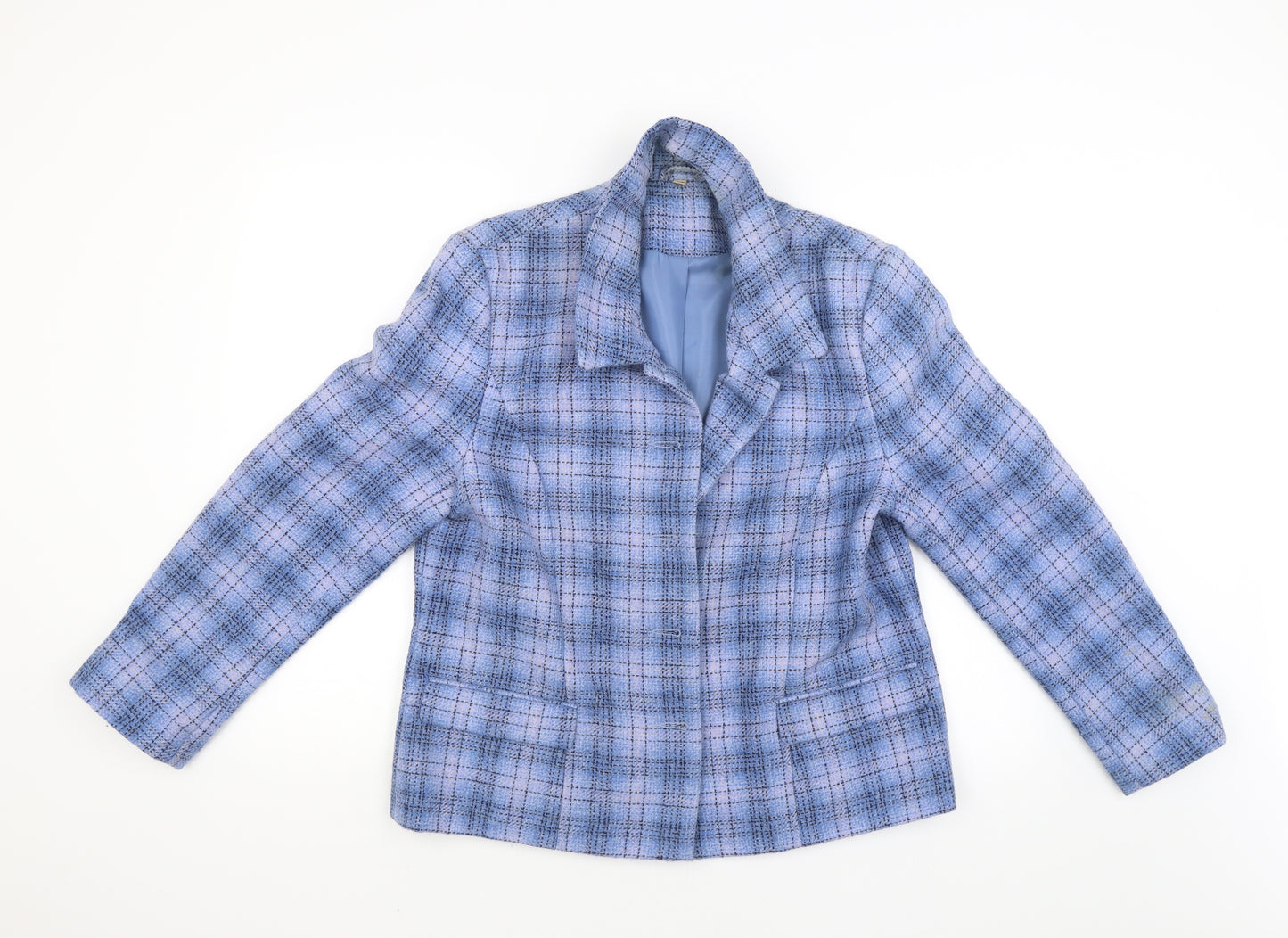 EWM Womens Blue Check  Jacket Coat Size 16