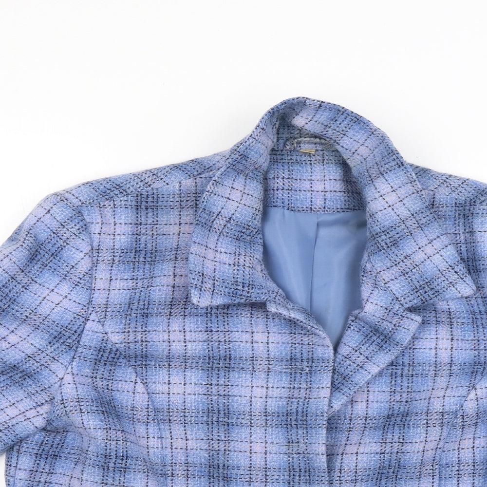 EWM Womens Blue Check  Jacket Coat Size 16