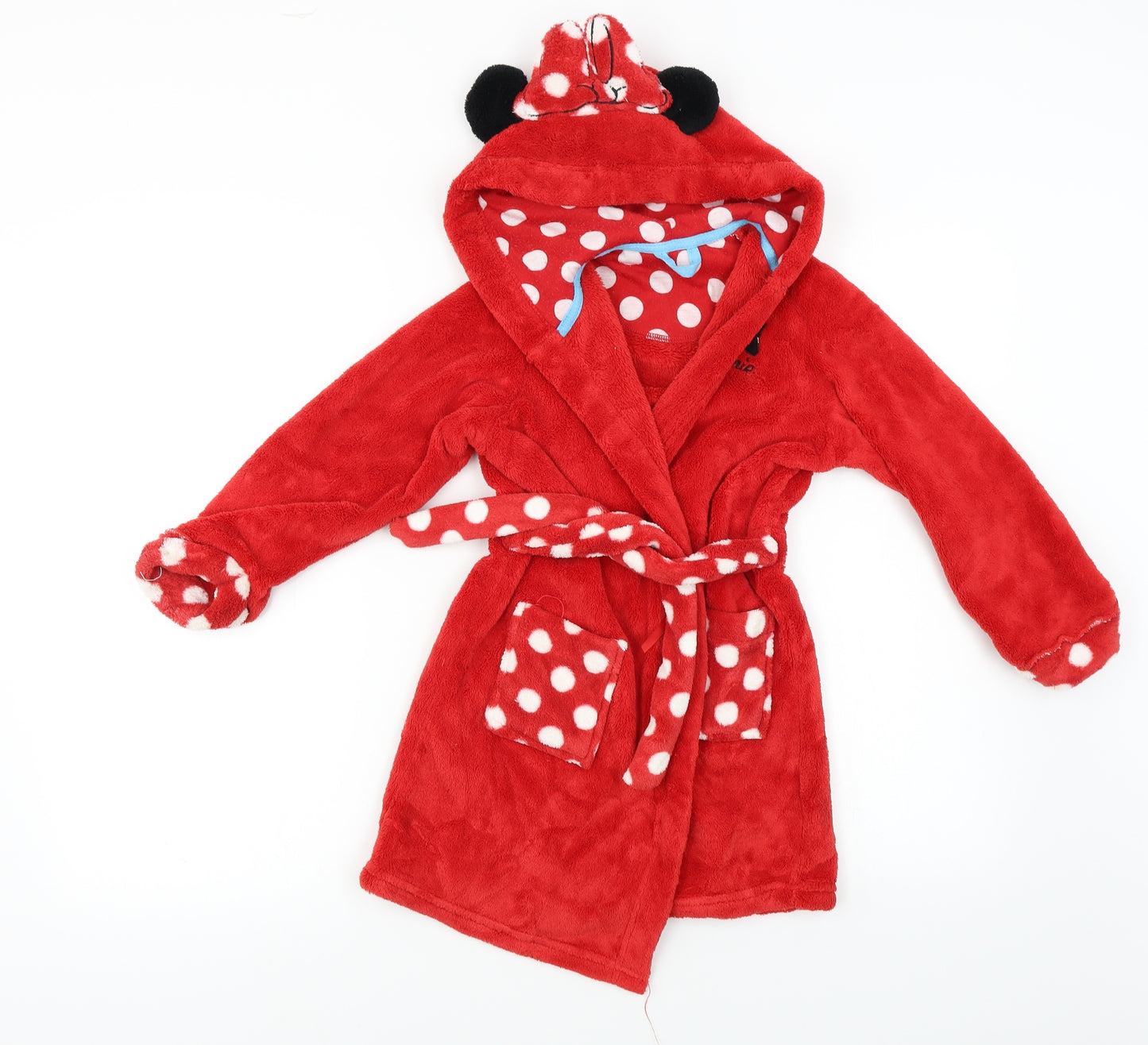 M&S Girls Red Solid  Kimono Robe Size 4-5 Years  - Minnie