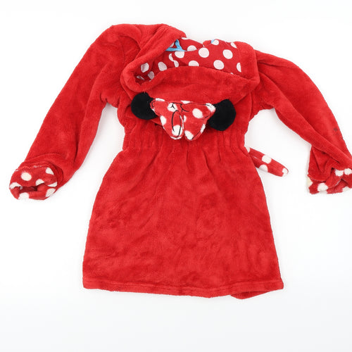 M&S Girls Red Solid  Kimono Robe Size 4-5 Years  - Minnie