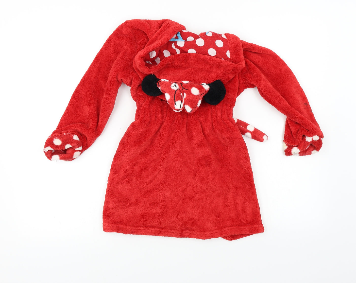 M&S Girls Red Solid  Kimono Robe Size 4-5 Years  - Minnie