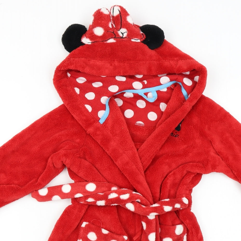 M&S Girls Red Solid  Kimono Robe Size 4-5 Years  - Minnie