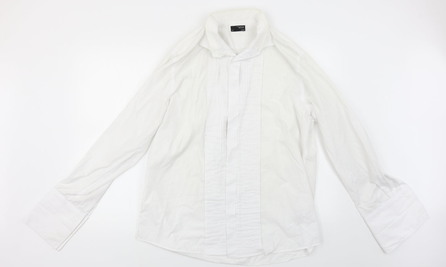 Thomas Nash Mens White    Dress Shirt Size 17