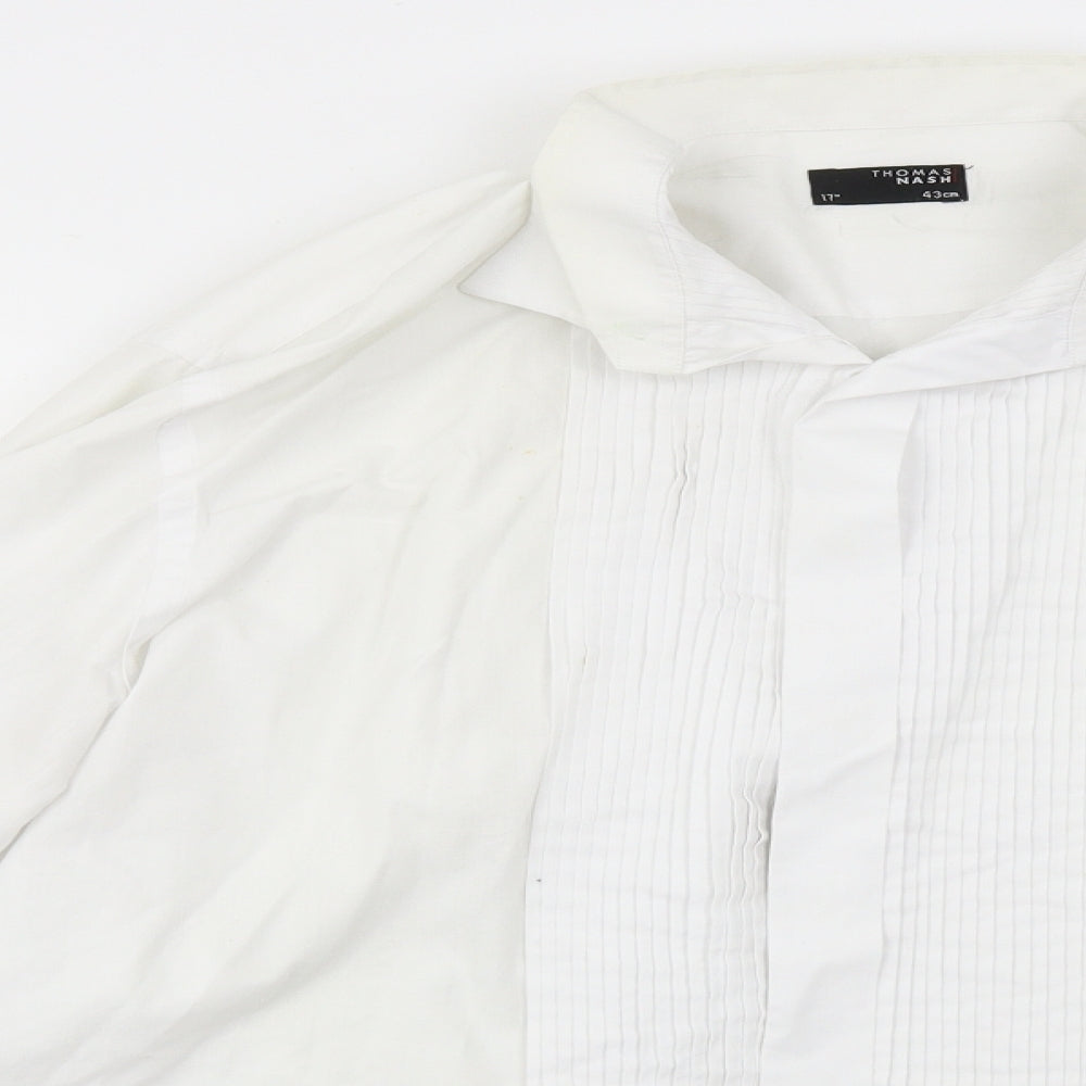 Thomas Nash Mens White    Dress Shirt Size 17
