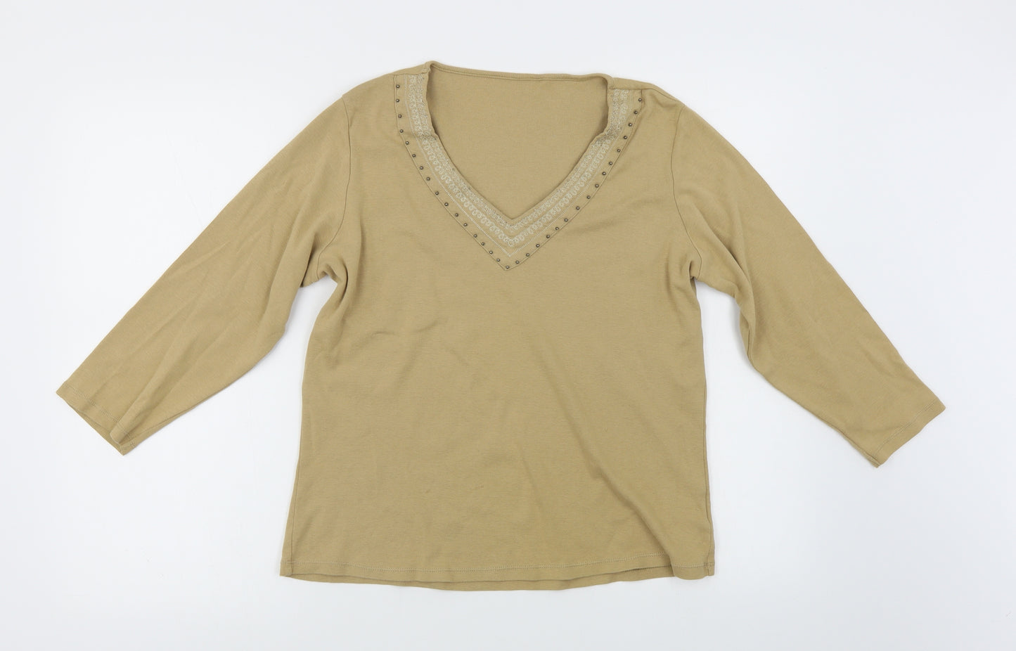 Preworn Womens Beige   Jersey Blouse Size 18