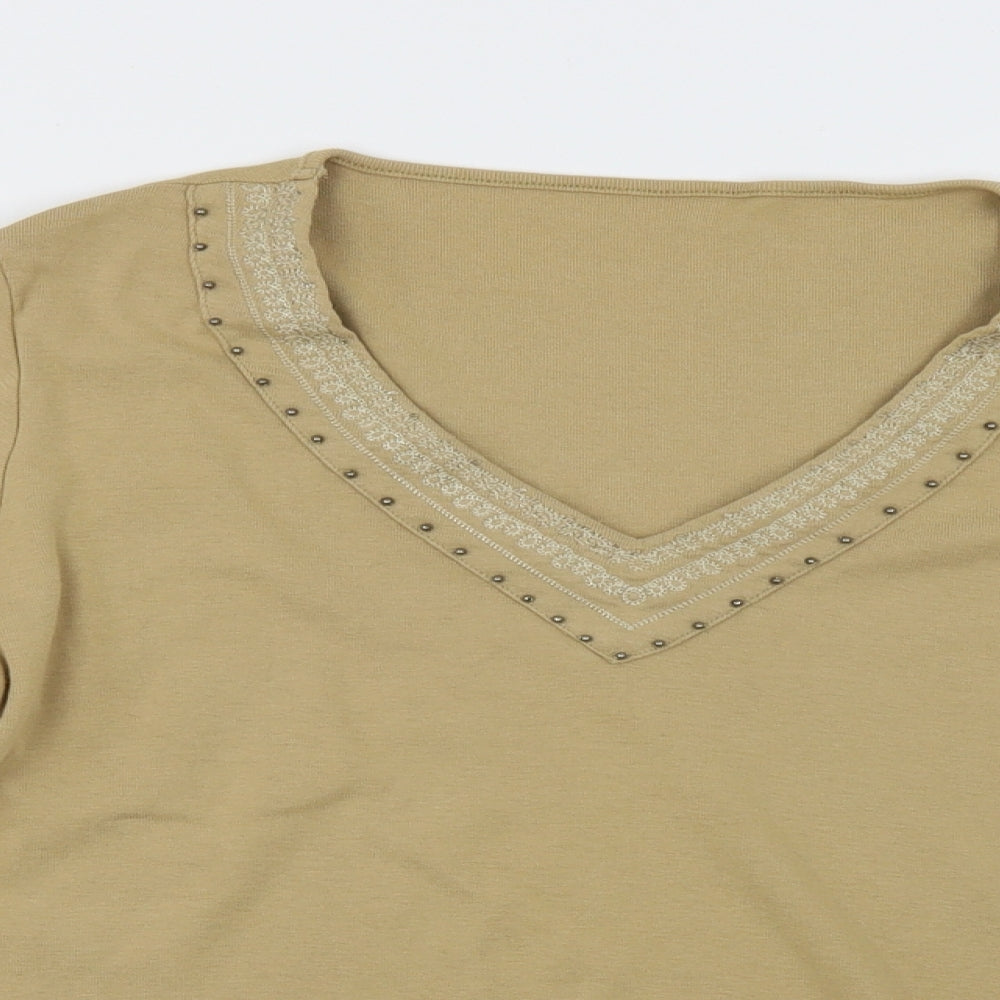 Preworn Womens Beige   Jersey Blouse Size 18