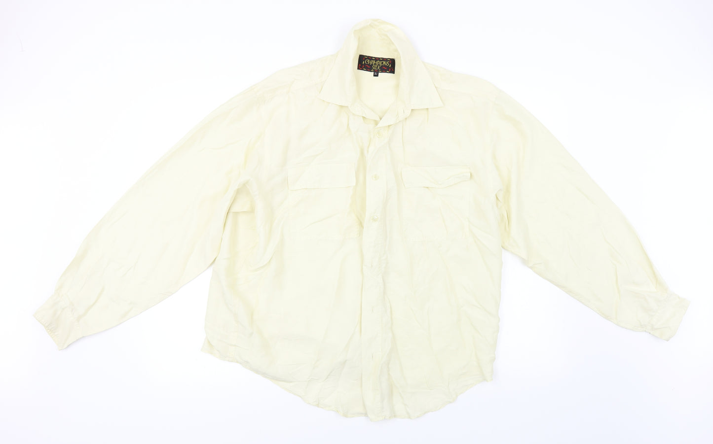 Champions Silk Mens Ivory    Button-Up Size Big 2X