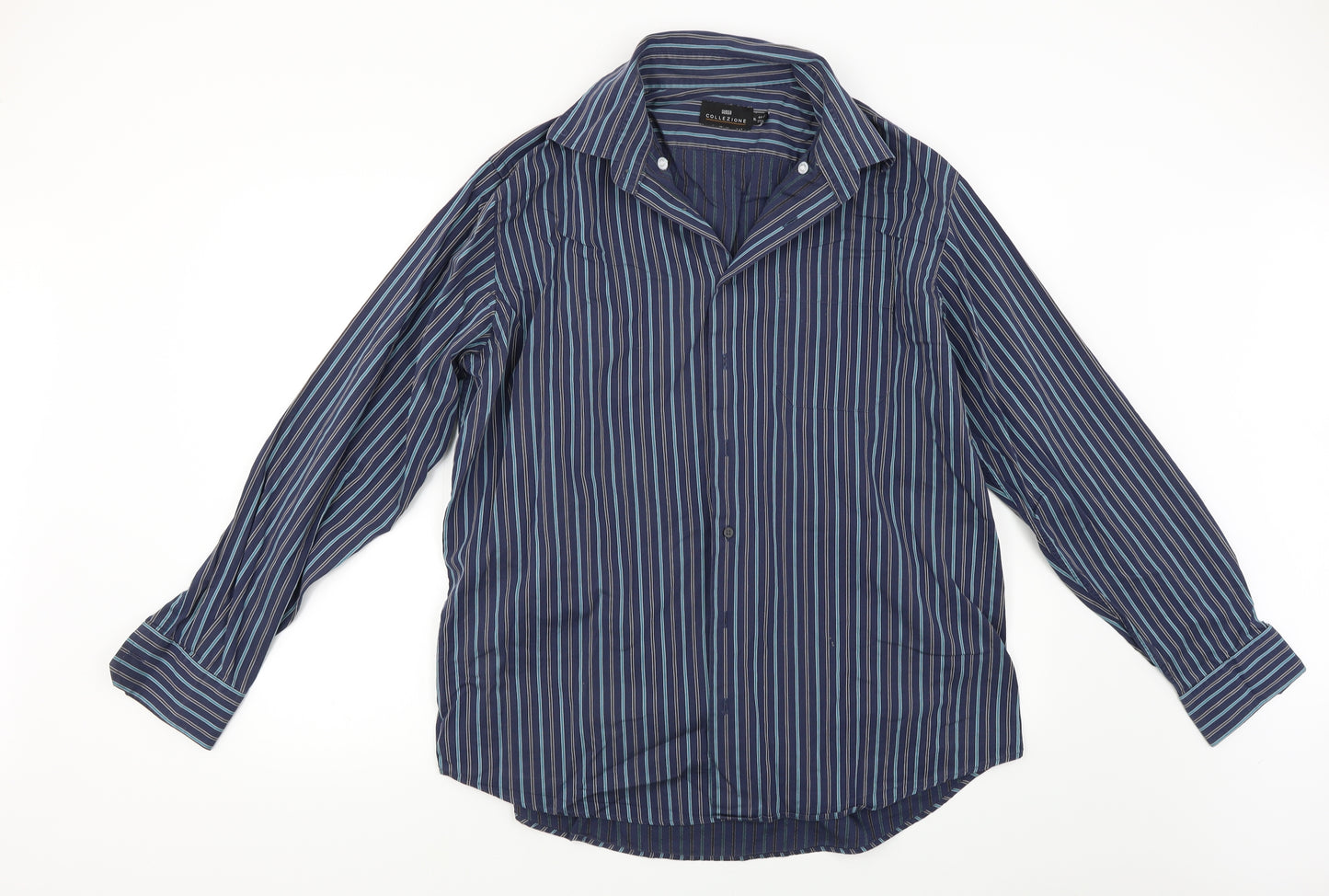 M&S Mens Ivory Striped   Dress Shirt Size 46