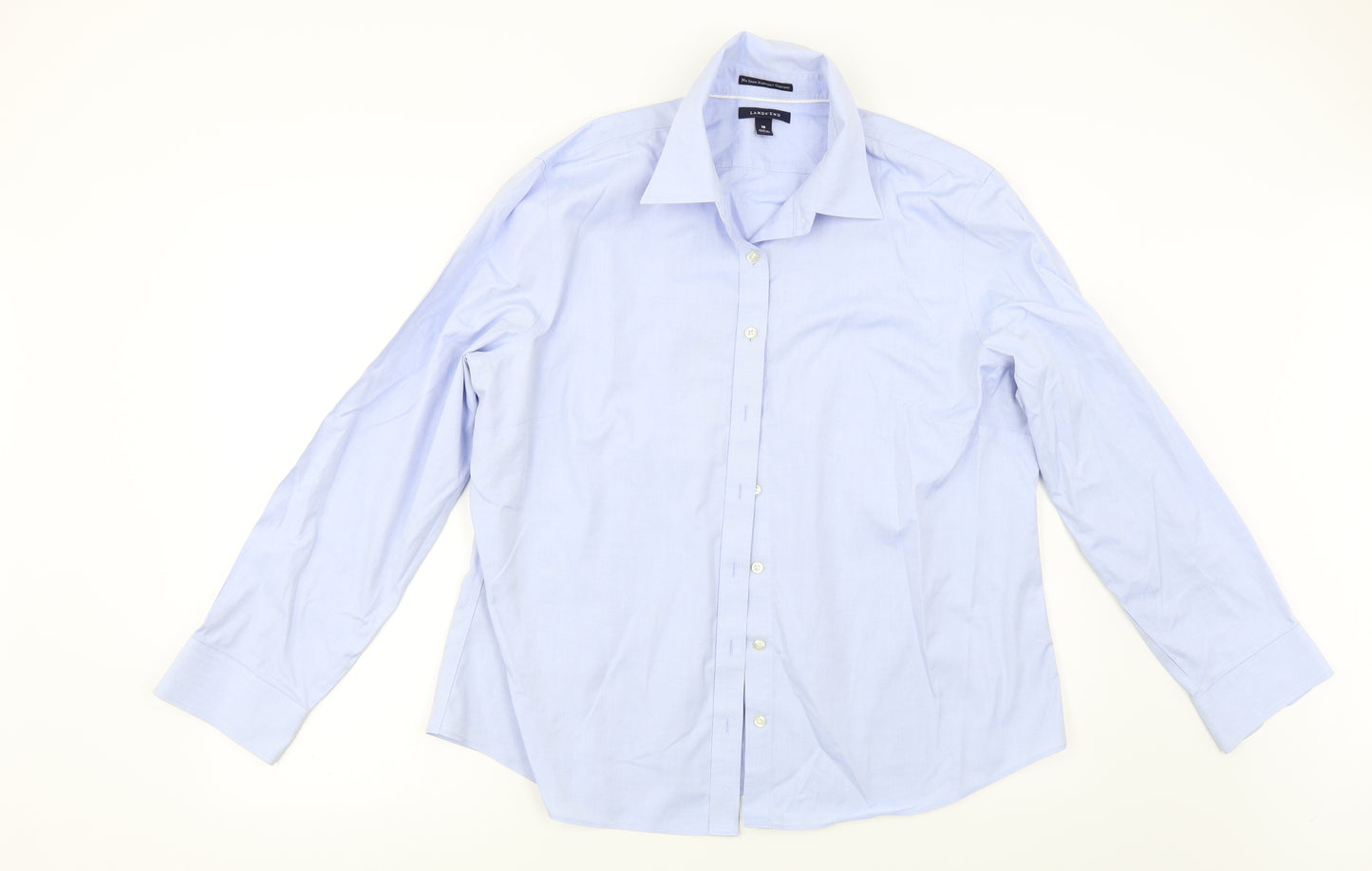 Lands' End  Womens Blue   Basic Button-Up Size 18