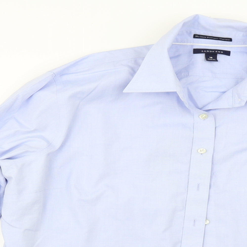 Lands' End  Womens Blue   Basic Button-Up Size 18