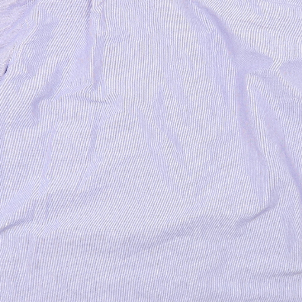 M&S Mens Blue Striped   Dress Shirt Size 17