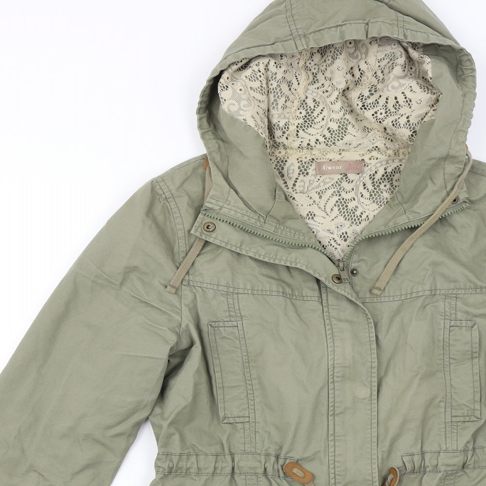 A Wear Womens Green   Parka Coat Size 8