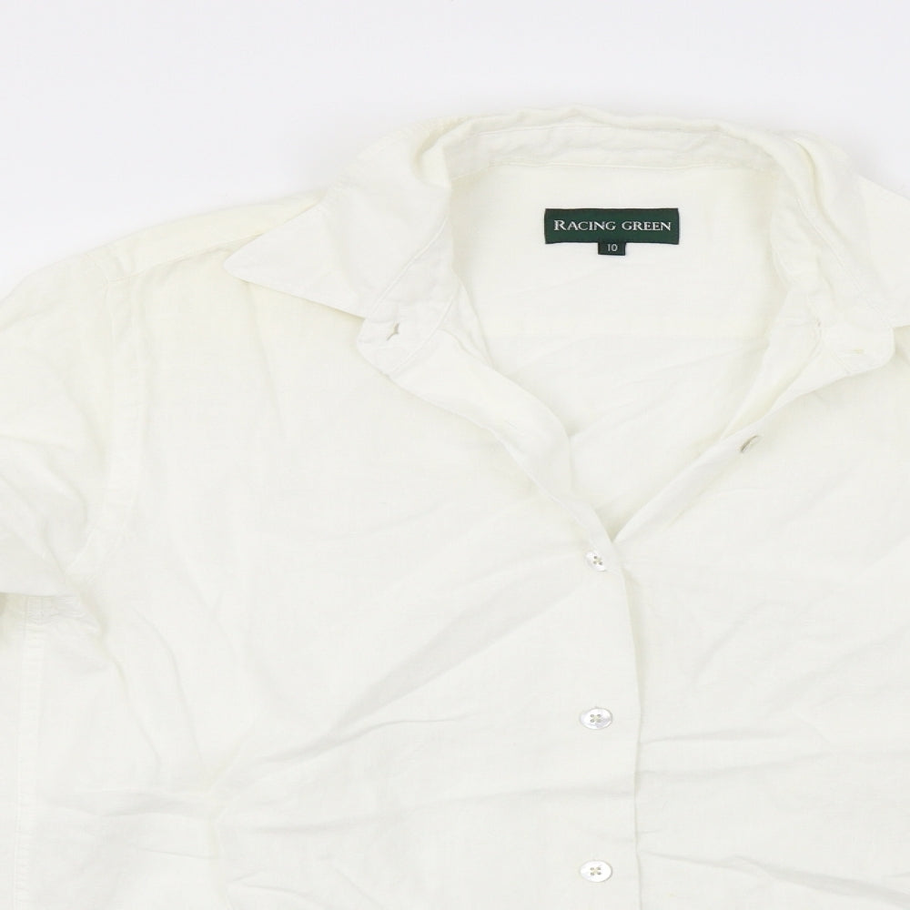 Racing Green Womens Silver   Basic Button-Up Size 10