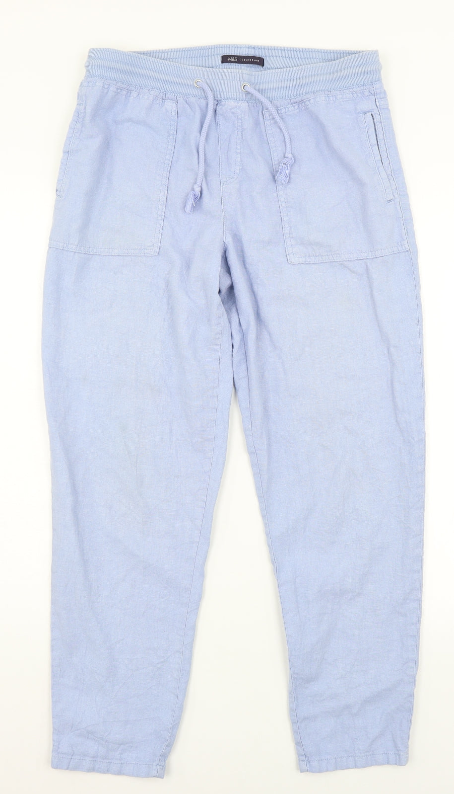 M&S Womens Blue   Jogger Trousers Size 12 L26 in