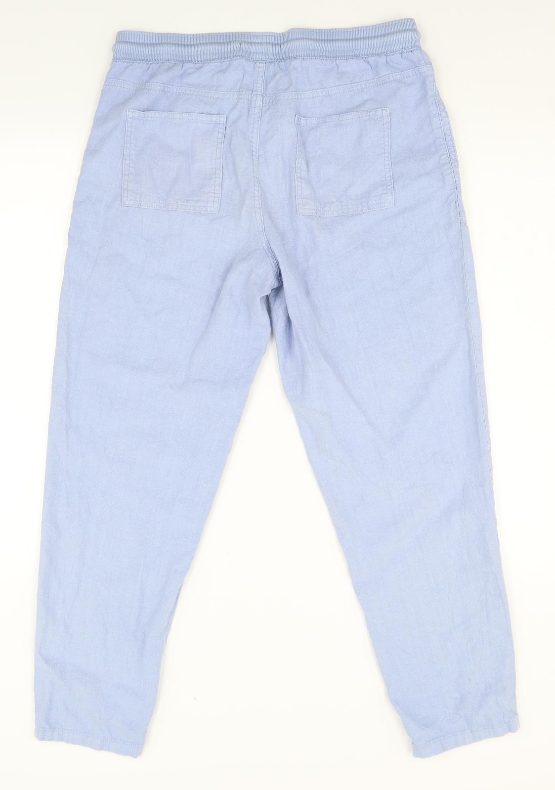 M&S Womens Blue   Jogger Trousers Size 12 L26 in