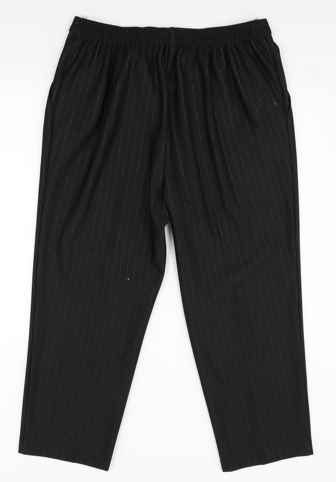 M&S Womens Black Striped  Trousers  Size 20 L24 in - glitter stripes