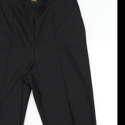 M&S Womens Black Striped  Trousers  Size 20 L24 in - glitter stripes