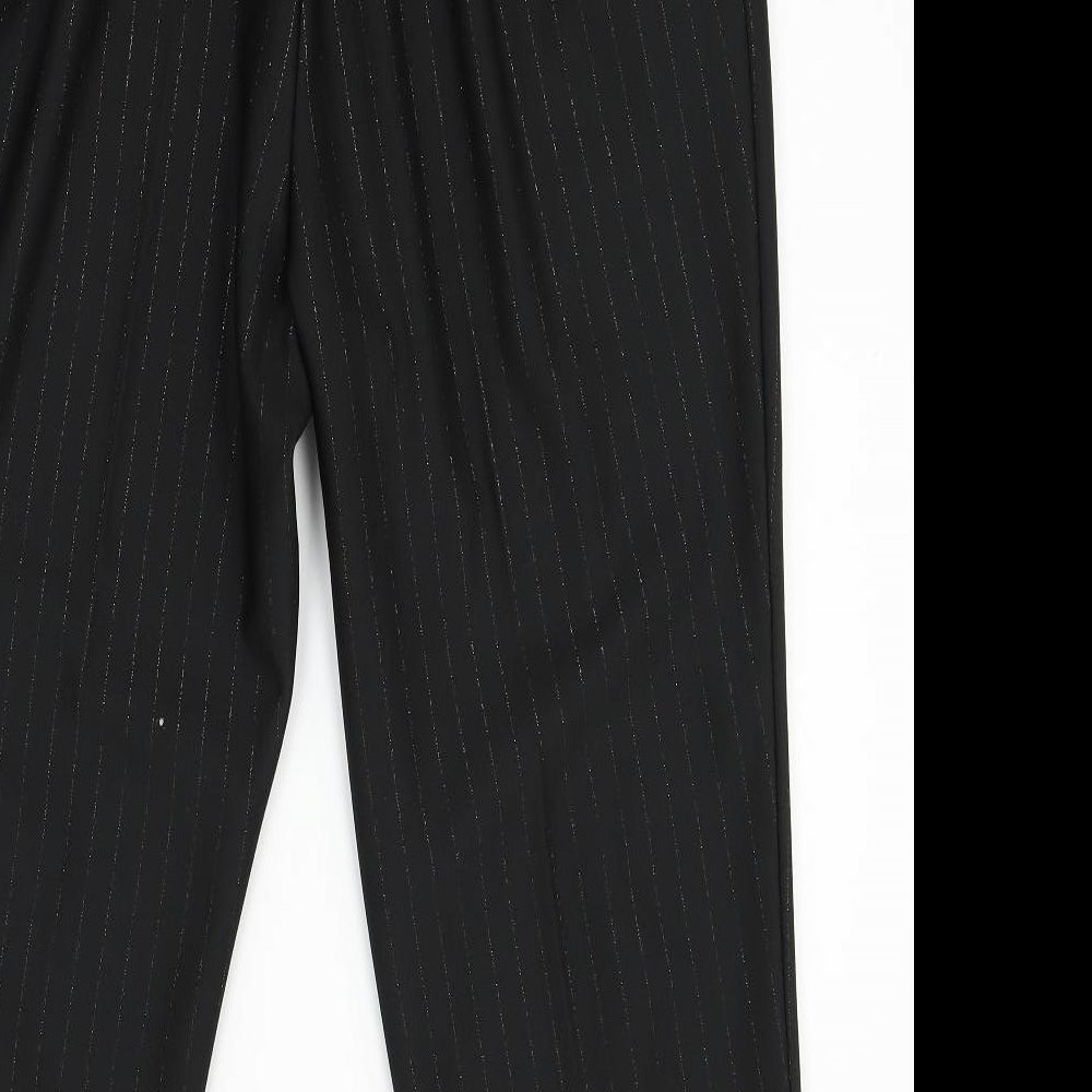 M&S Womens Black Striped  Trousers  Size 20 L24 in - glitter stripes