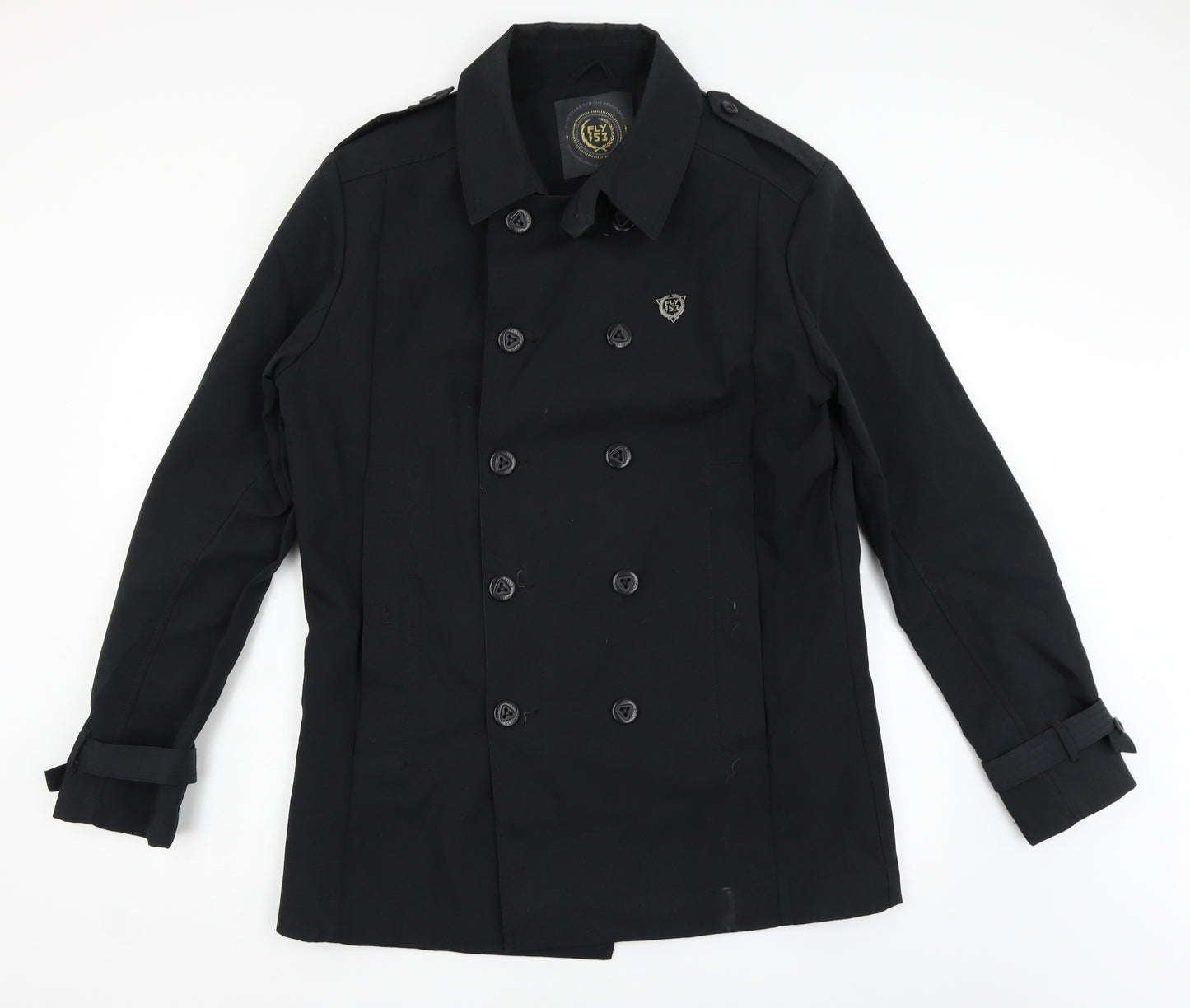 fly 53 Mens Black   Overcoat Coat Size XL