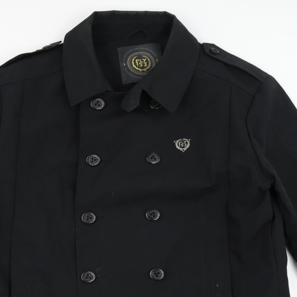 fly 53 Mens Black   Overcoat Coat Size XL