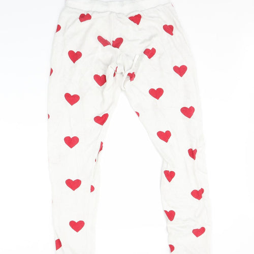 Mynelly Womens White Polka Dot  Sweatpants Trousers Size S L27 in - Hearts