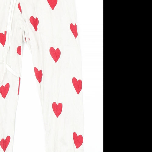 Mynelly Womens White Polka Dot  Sweatpants Trousers Size S L27 in - Hearts