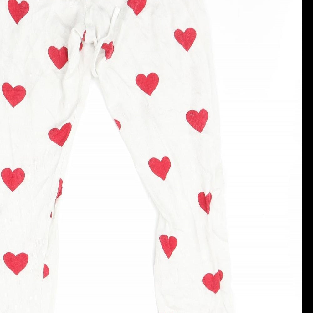 Mynelly Womens White Polka Dot  Sweatpants Trousers Size S L27 in - Hearts