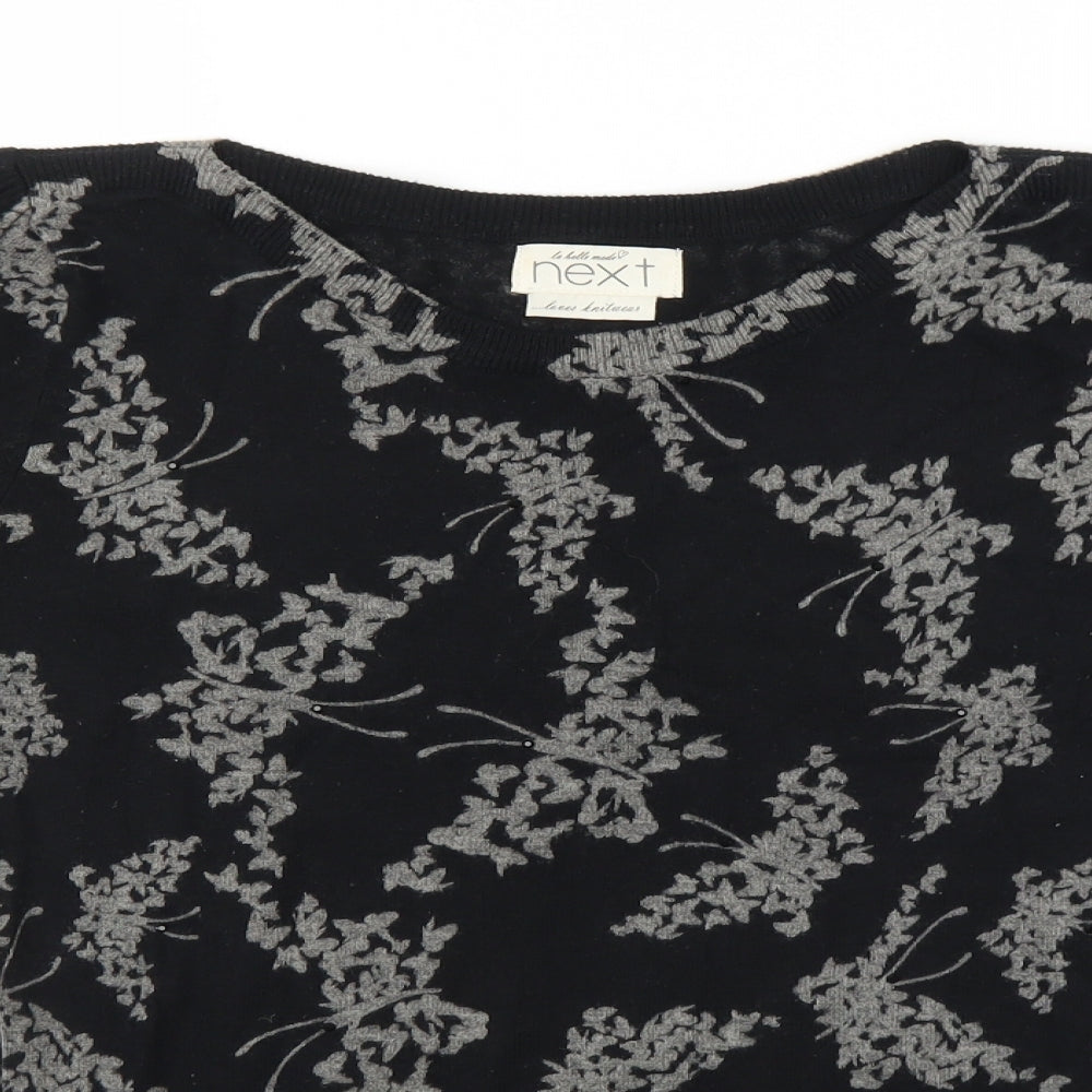 NEXT Womens Black Floral  Pullover Jumper Size 12
