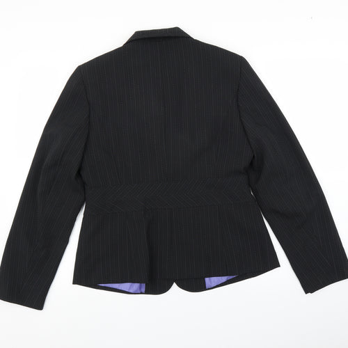 George Womens Black Striped  Jacket Blazer Size 14