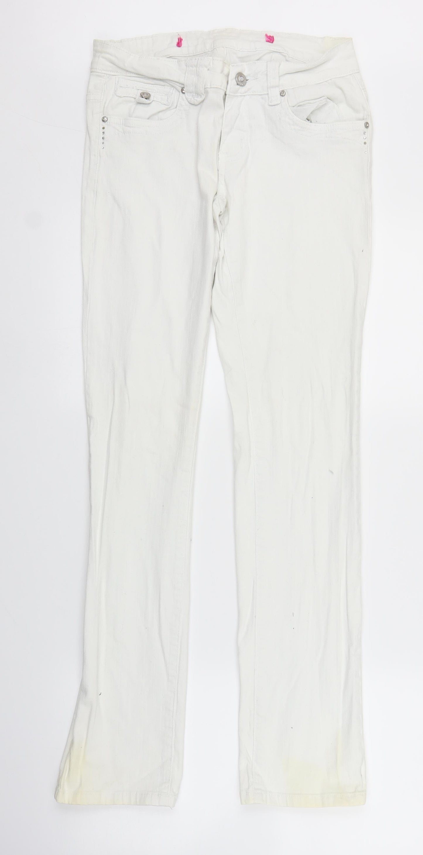 Preworn Womens White  Denim Straight Jeans Size 10 L30 in