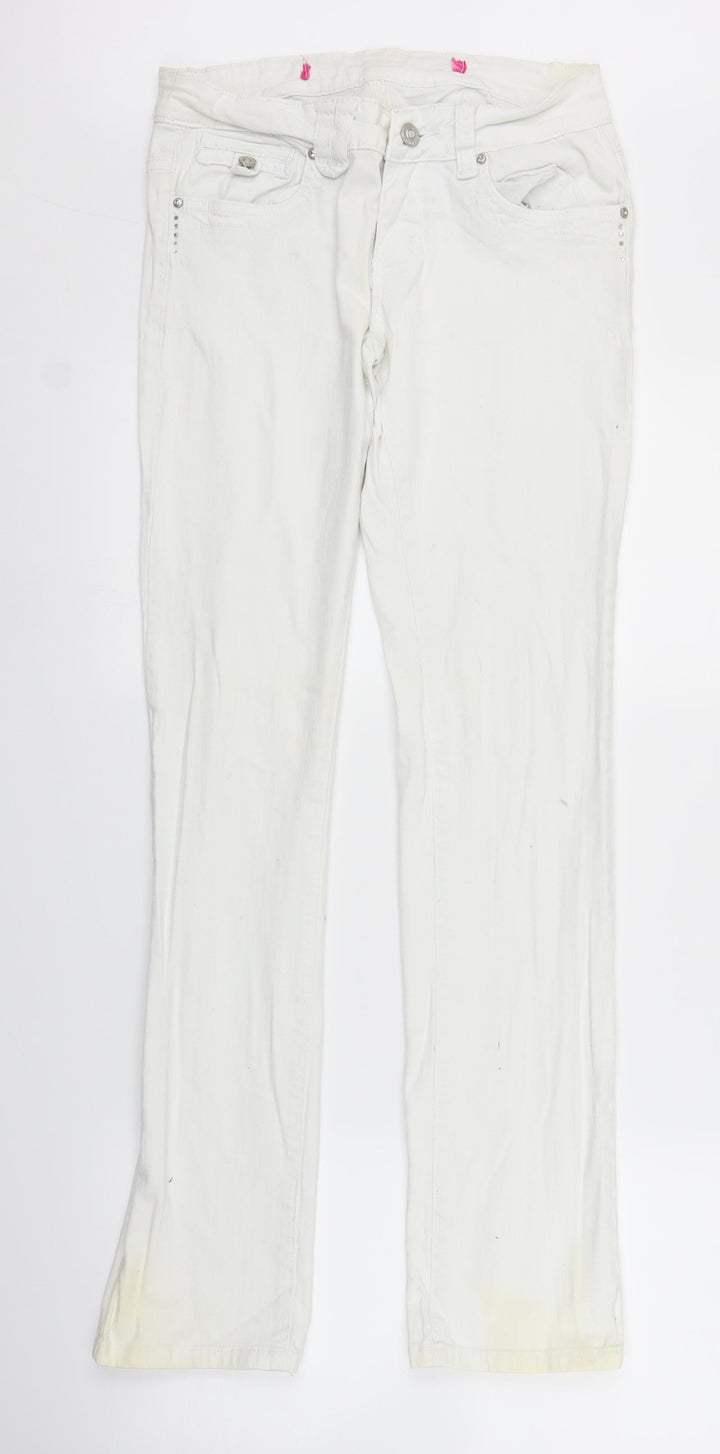 Preworn Womens White  Denim Straight Jeans Size 10 L30 in