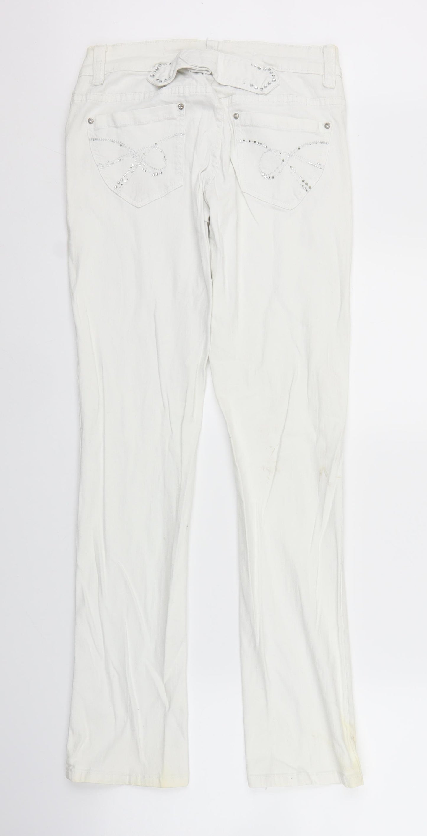 Preworn Womens White  Denim Straight Jeans Size 10 L30 in
