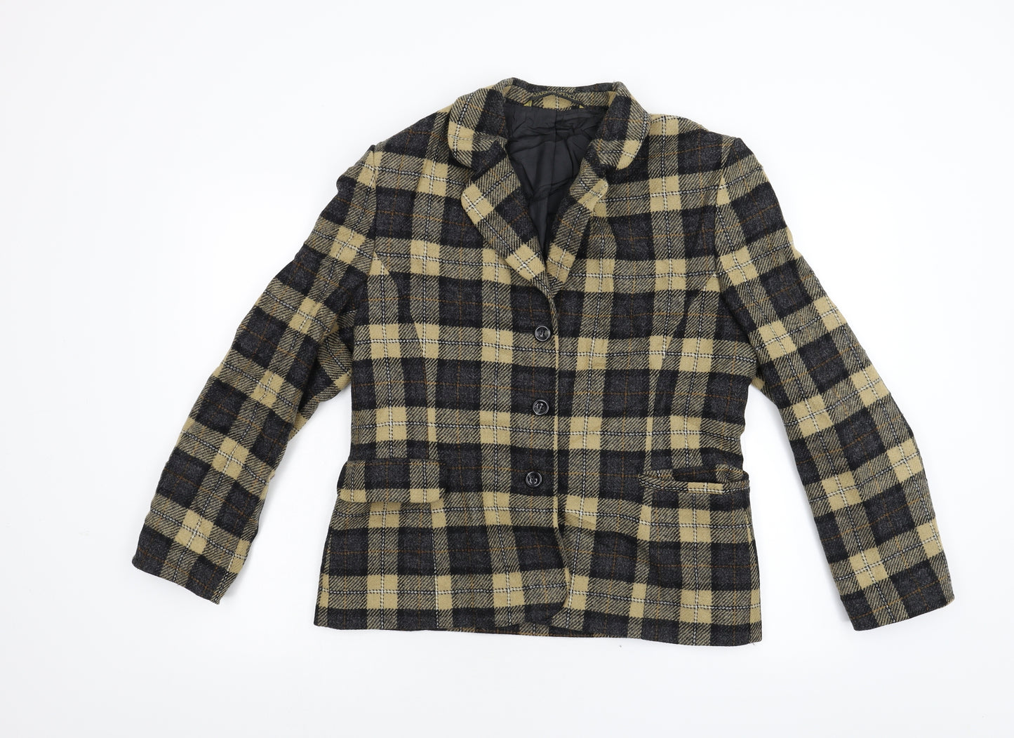 Marks & Spencer Womens Brown Check Knit Jacket Coatigan Size 14