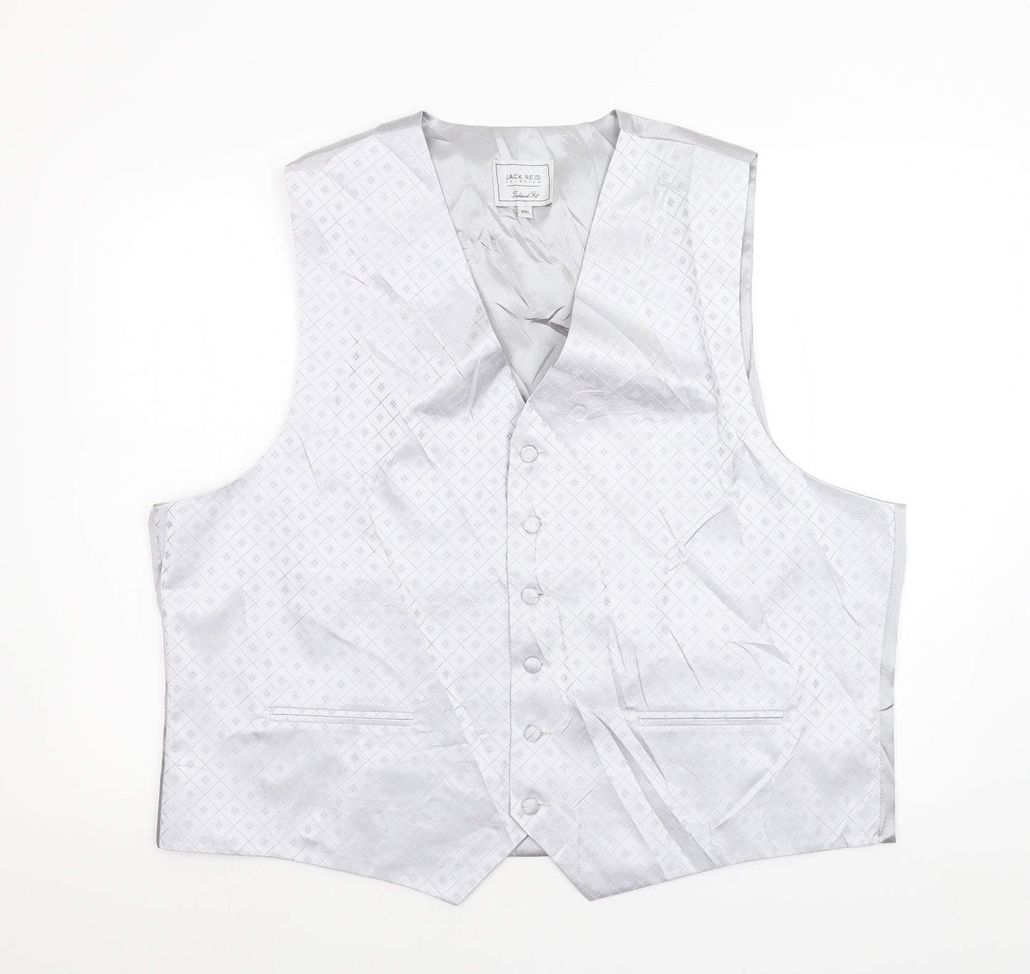 Jack Reid Mens Silver Geometric   Suit Waistcoat Size 2XL