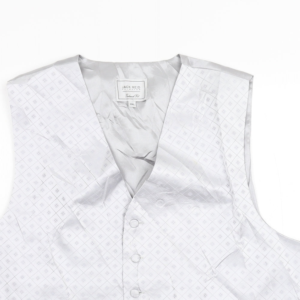 Jack Reid Mens Silver Geometric   Suit Waistcoat Size 2XL