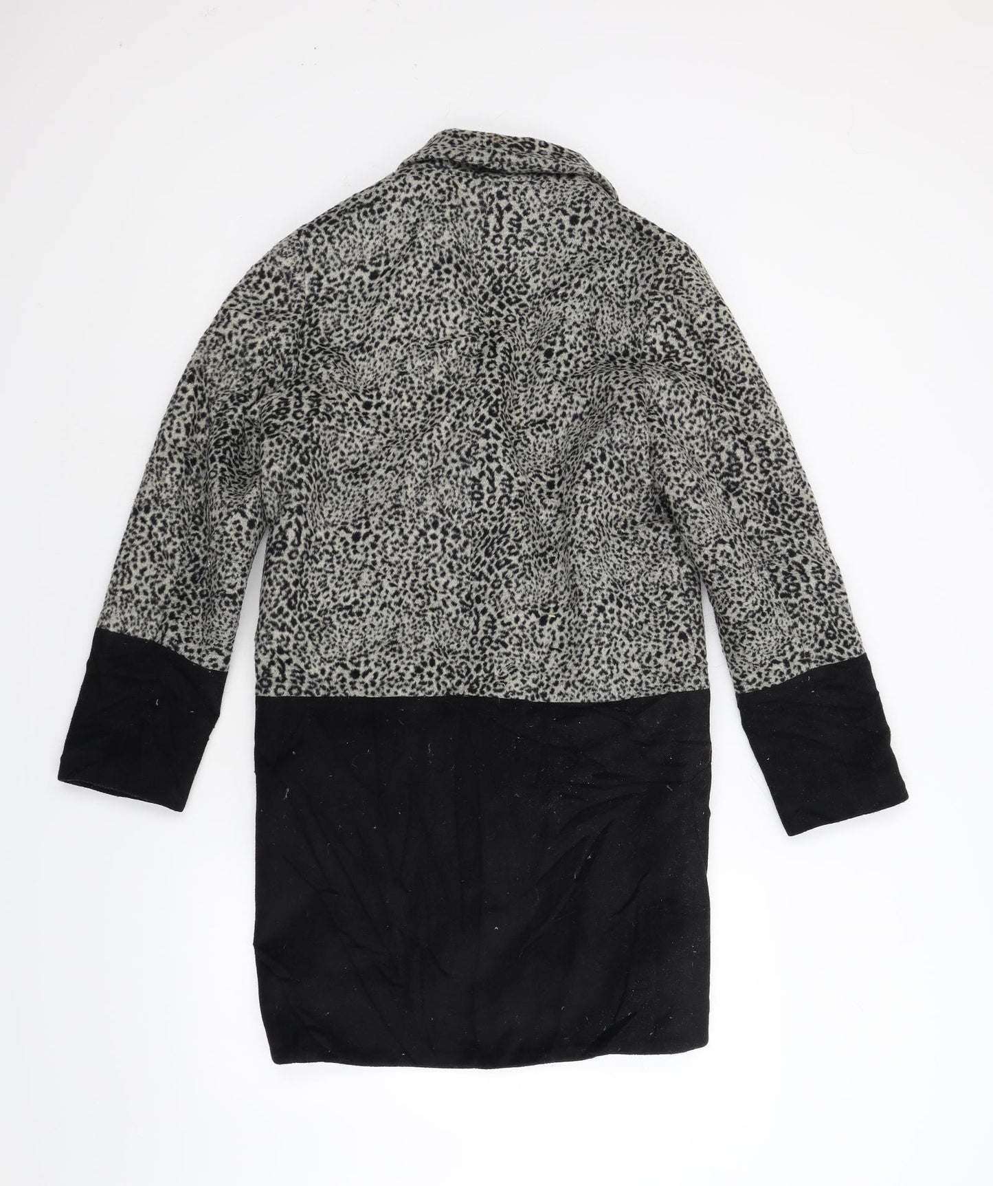 Religion Womens Black Animal Print  Overcoat Coat Size 8