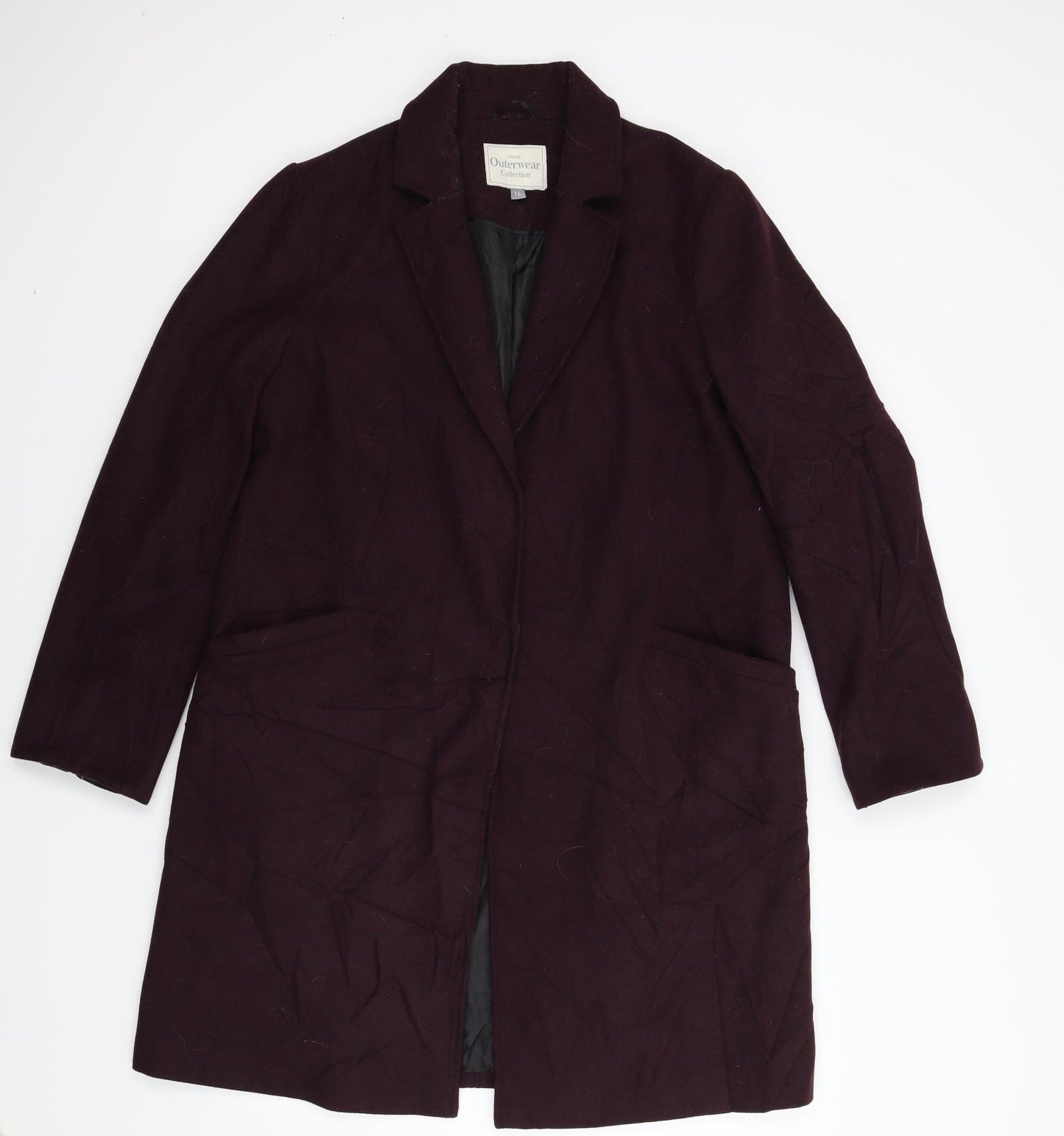 Outerwear Collection Womens Purple   Overcoat Coat Size 16