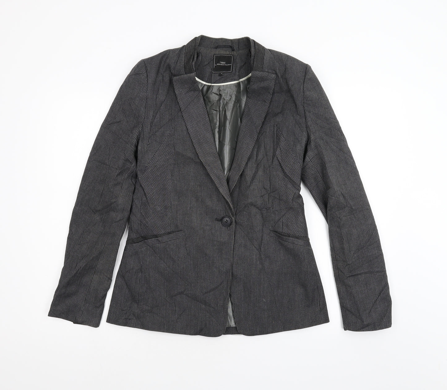 NEXT Womens Grey Striped  Jacket Blazer Size 10