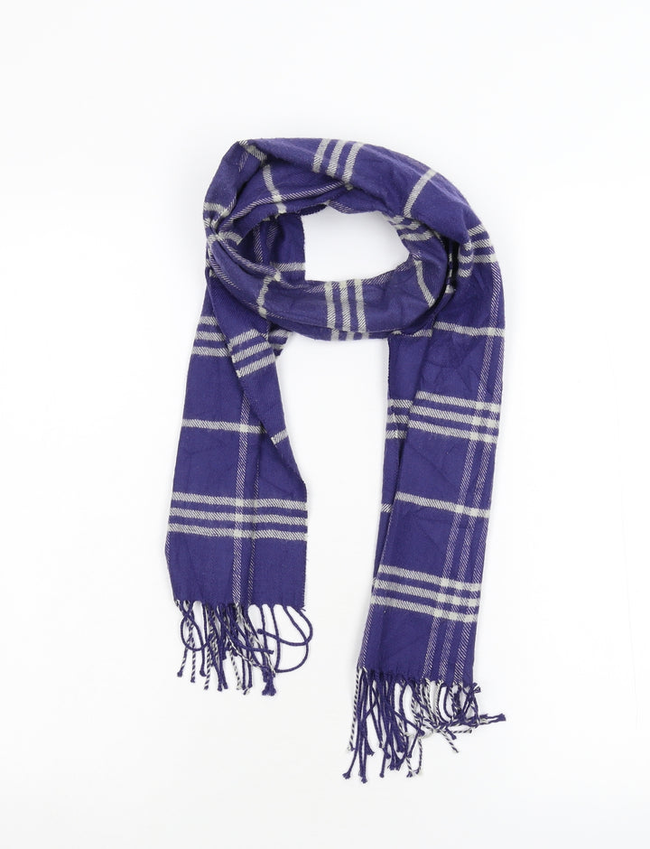 Preworn Unisex Blue Plaid Scarf One Size