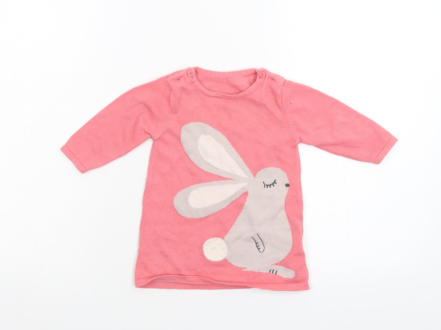 M&S  Pink  Knit Henley Jumper Size 3-6 Months
