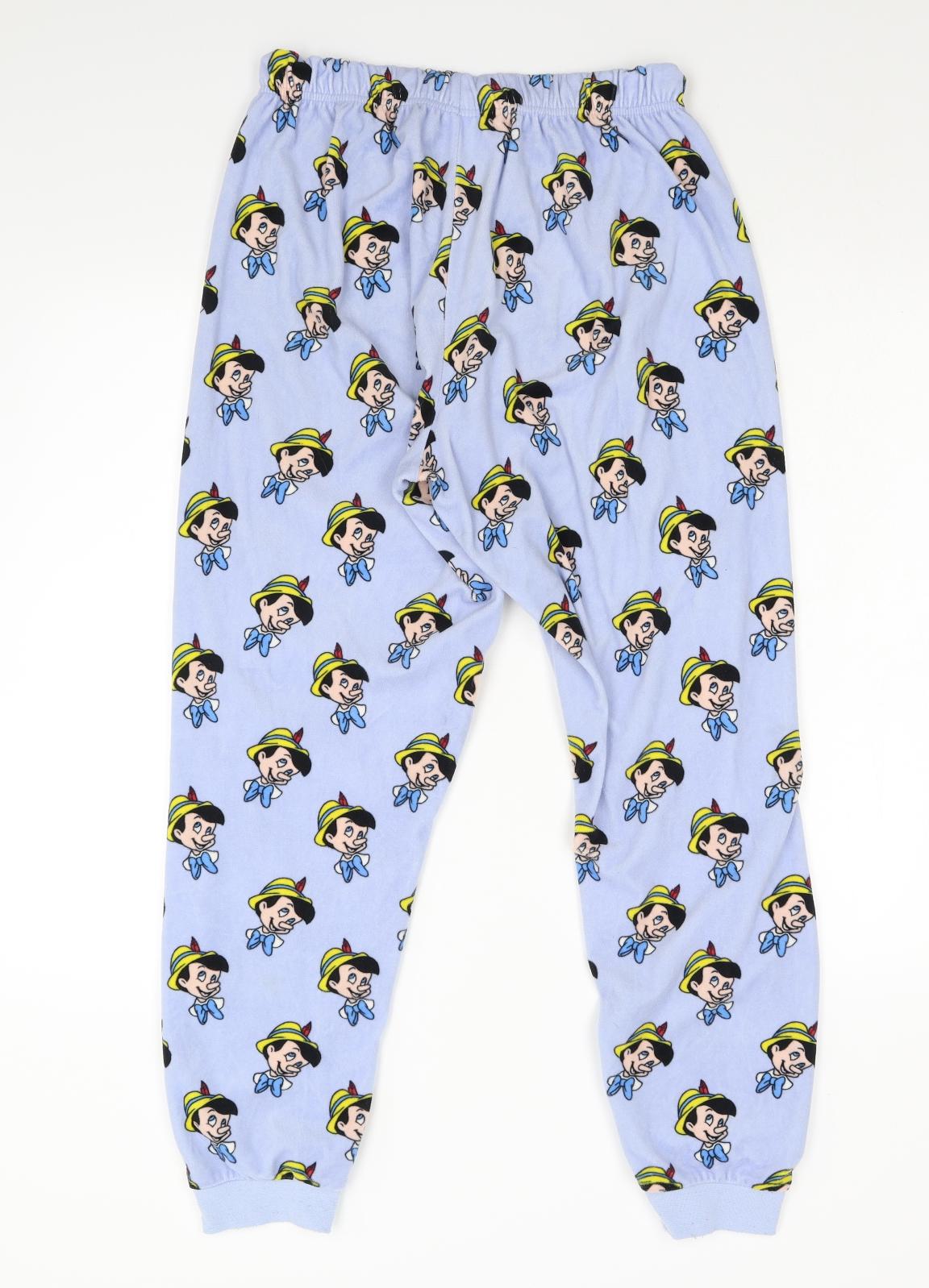 Primark Womens Blue  Fleece  Pyjama Pants Size 10  - Pinocchio